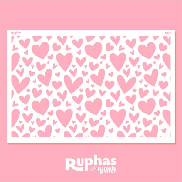 Stencil T001 Tortas Corazones