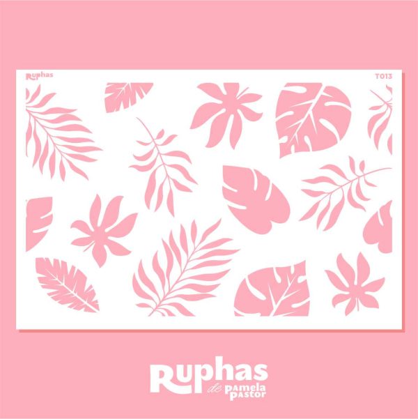 Stencil T013 Tortas Hojas Tropical